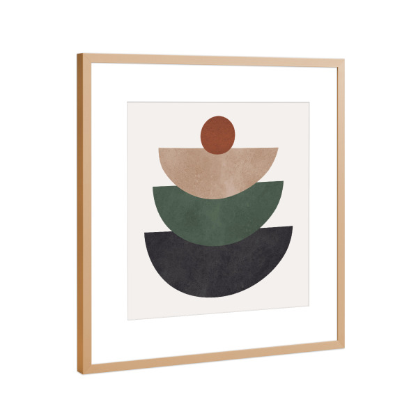 Poster mit Rahmen Kupfer "Aquarellformen und Kreise C" artboxONE - Abstrakt,Geometrie