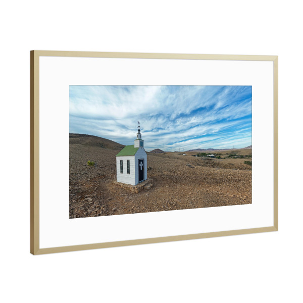 Poster mit Rahmen Gold "Fuerteventura -Ermita de Violante" artboxONE - Natur,Reise,Architektur,Reise / Strand und Meer,Reise / Länder