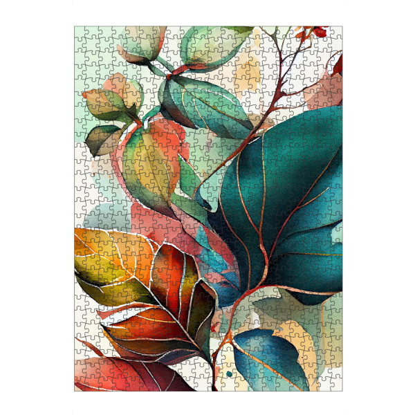 artboxONE Puzzle "Aquarell hinterlässt E" artboxONE - Natur,Floral - Aquarell,Blatt,Blätter,Natur,Botanisch,Blumen - Bild aquarell