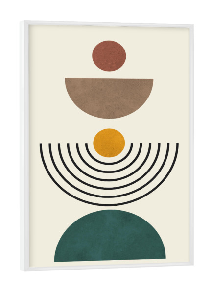 Poster mit weißem Rahmen "Aquarelllinien und Kreise B" artboxONE - Abstrakt,Geometrie