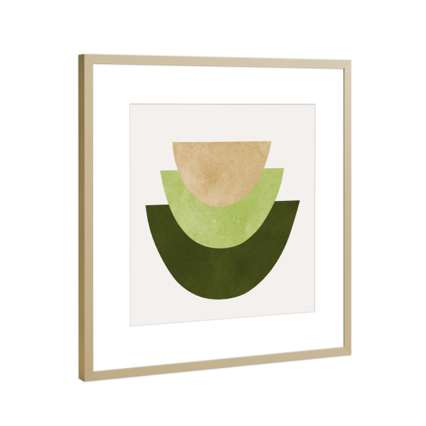 Poster mit Rahmen Gold "Aquarellformen und Kreise B" artboxONE - Abstrakt,Geometrie