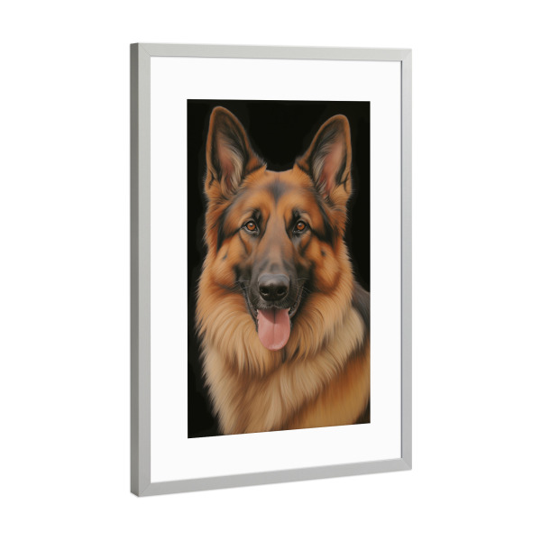 Poster mit Rahmen Silber "Schäferhund Portrait" artboxONE - Tiere
