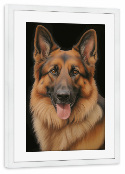 Poster mit Rahmen weiß "Schäferhund Portrait" artboxONE - Tiere