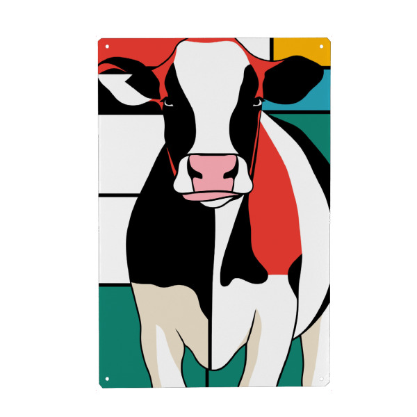 Metall Poster "Geometric cow" artboxONE - Tiere,Abstrakt