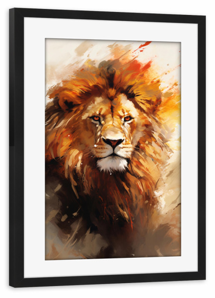 Poster mit Rahmen schwarz "Lion Abstract 2 (matart)" artboxONE - Tiere - Lion,Lions,Animal,Animals,Nature,Wild,Wildlife,Abstract,Modern