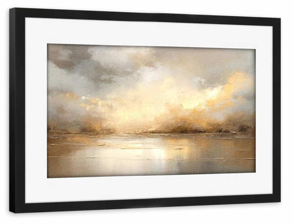 Poster mit Rahmen schwarz "Goldene Stunde K" artboxONE - Natur - Horizont,Gold,Himmel,Sonnenuntergang,Wolken