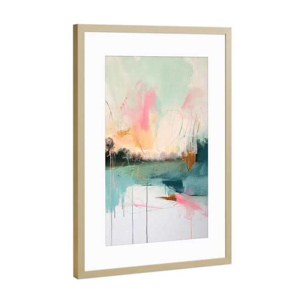 Poster mit Rahmen Gold "Abstrakter Sonnenaufgang C" artboxONE - Abstrakt - Abstrakt,Dekorativ,Bunt