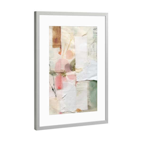 Poster mit Rahmen Silber "Pastell-Blütenblatt-Collage B" artboxONE - Floral,Abstrakt - Collage,Blumen,Blumen,Blütenblätter