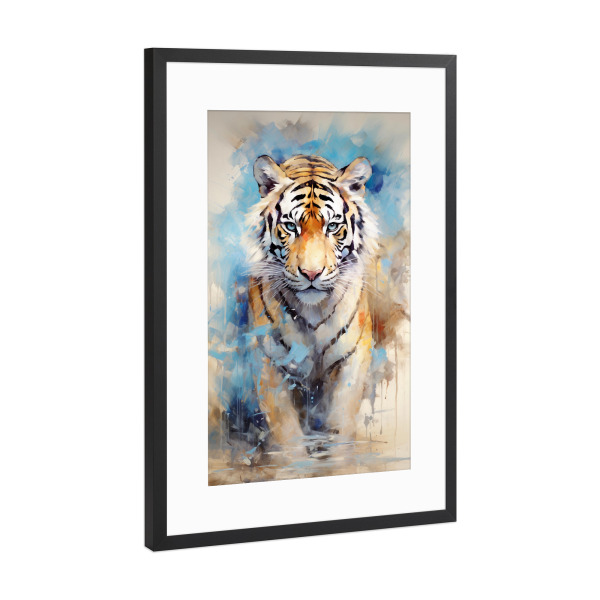 Poster mit Rahmen Schwarz (Metallic) "Tiger Abstract 2 (matart)" artboxONE - Tiere
