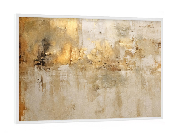 Poster mit weißem Rahmen "Elfenbein und Gold Grunge H" artboxONE - Abstrakt - Gold,Grunge,Abstrakt,Dekorativ