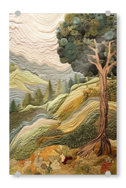 Acrylglasbild "Toskanischer Wandteppich A" artboxONE - Natur,Abstrakt - Toskanisch,Landschaft,Gesteppt,Bäume,Natur,Felder