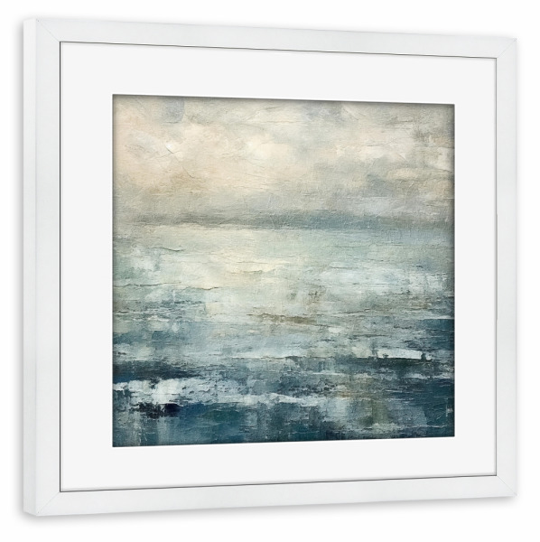 Poster mit Rahmen weiß "Rustikale Meereslandschaft K" artboxONE - Abstrakt - Küste,Meer,Dekorativ,Abstrakt