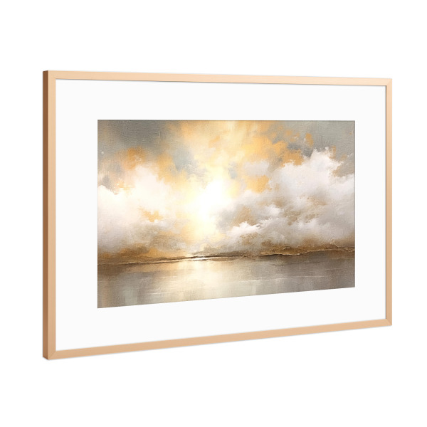 Poster mit Rahmen Kupfer "Goldene Stunde C" artboxONE - Natur - Horizont,Gold,Himmel,Wolken,Sonnenuntergang
