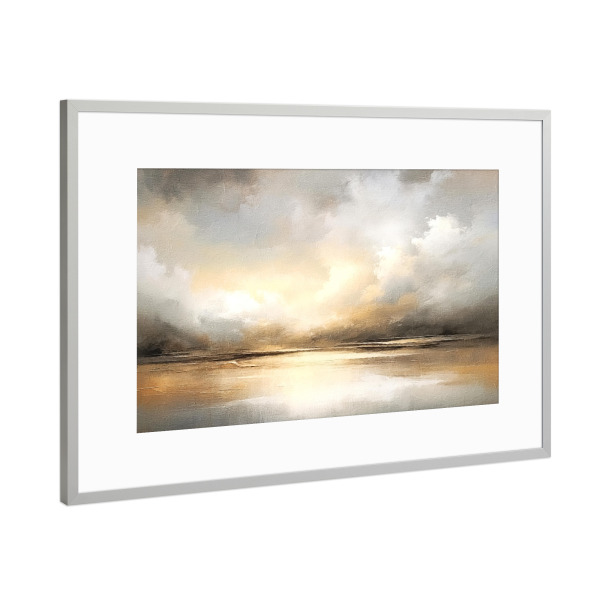 Poster mit Rahmen Silber "Goldene Stunde D" artboxONE - Natur - Horizont,Himmel,Wolken,Gold,Sonnenuntergang