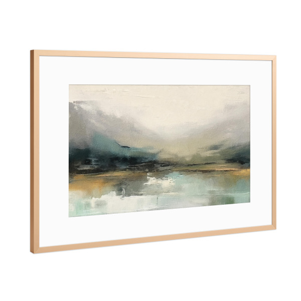 Poster mit Rahmen Kupfer "Gedämpfte abstrakte Landschaft K" artboxONE - Natur,Abstrakt - Landschaft,Berg,Horizont,Abstrakt,Natur,Neutral