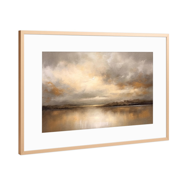 Poster mit Rahmen Kupfer "Goldene Stunde B" artboxONE - Natur - Horizont,Sonnenuntergang,Himmel,Wolken,Gold