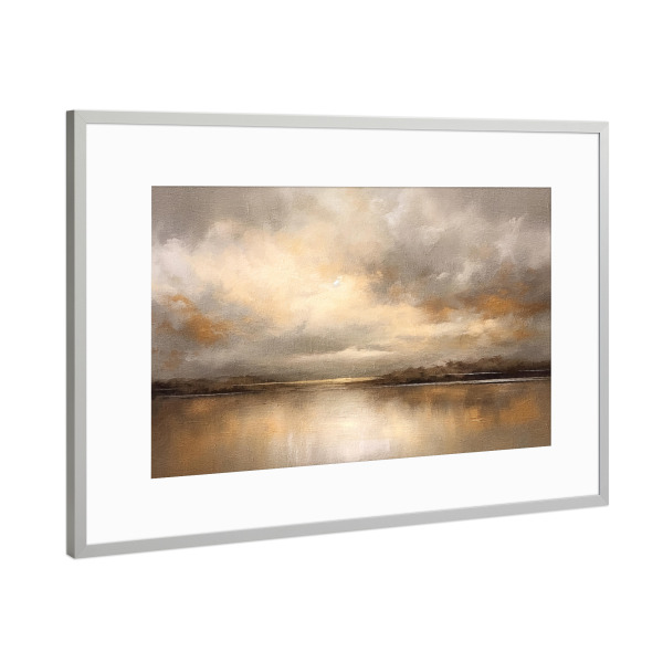 Poster mit Rahmen Silber "Goldene Stunde B" artboxONE - Natur - Horizont,Sonnenuntergang,Himmel,Wolken,Gold