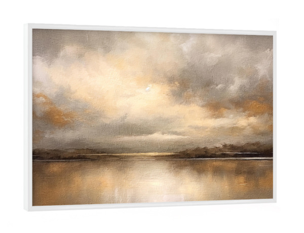 Poster mit weißem Rahmen "Goldene Stunde B" artboxONE - Natur - Horizont,Sonnenuntergang,Himmel,Wolken,Gold