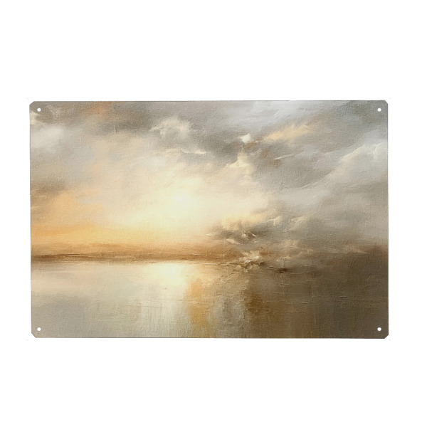 Holzbild "Goldene Stunde E" artboxONE - Natur - Horizont,Sonnenuntergang,Gold,Himmel,Wolken