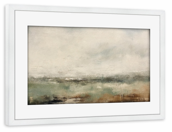 Poster mit Rahmen weiß "Gedämpfte abstrakte Landschaft C" artboxONE - Natur,Abstrakt - Landschaft,Horizont,Natur,Neutral,Abstrakt