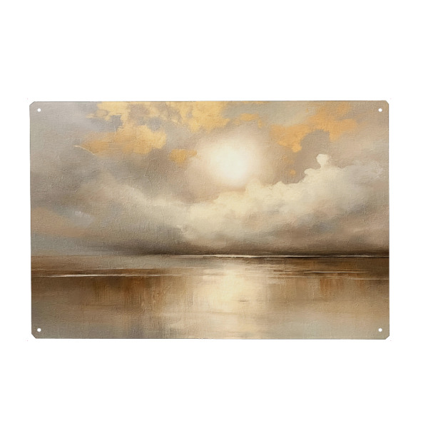 Metall Poster "Goldene Stunde I" artboxONE - Natur - Horizont,Himmel,Gold,Sonnenuntergang,Wolken - Blechschild