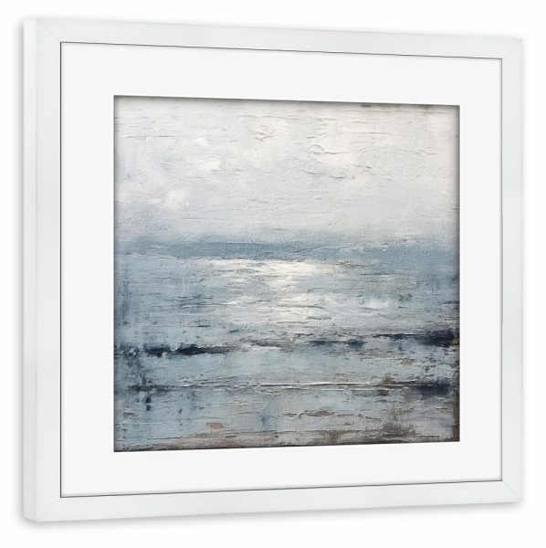 Poster mit Rahmen weiß "Rustikale Meereslandschaft C" artboxONE - Abstrakt - Meer,Küste,Dekorativ,Abstrakt