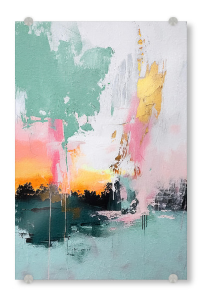 Acrylglasbild "Abstrakter Sonnenaufgang A" artboxONE - Abstrakt - Abstrakt,Dekorativ,Bunt