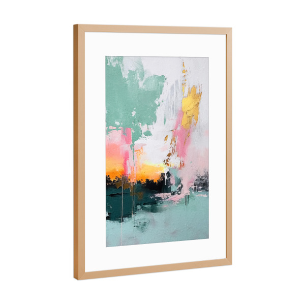 Poster mit Rahmen Kupfer "Abstrakter Sonnenaufgang A" artboxONE - Abstrakt - Abstrakt,Dekorativ,Bunt