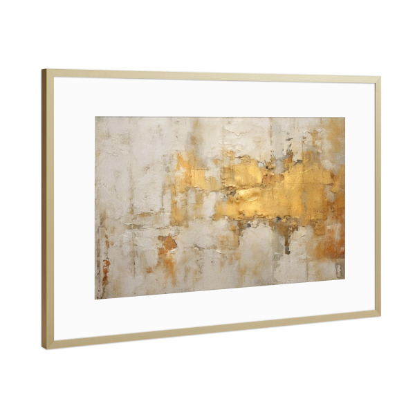 Poster mit Rahmen Gold "Elfenbein und Gold Grunge L" artboxONE - Abstrakt - Gold,Grunge,Abstrakt,Dekorativ
