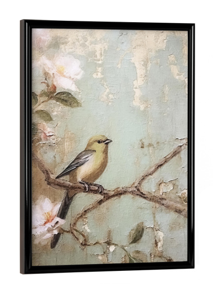 Poster mit schwarzem Rahmen "Kirschblütenvogel L" artboxONE - Natur,Floral,Tiere - Tiere,Vögel,Natur,Bäume,Blumen,Blumen,Blüte,Kirschblüte