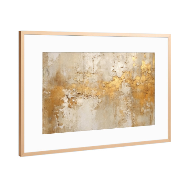 Poster mit Rahmen Kupfer "Elfenbein und Gold Grunge B" artboxONE - Abstrakt - Abstrakt,Gold,Dekorativ,Grunge