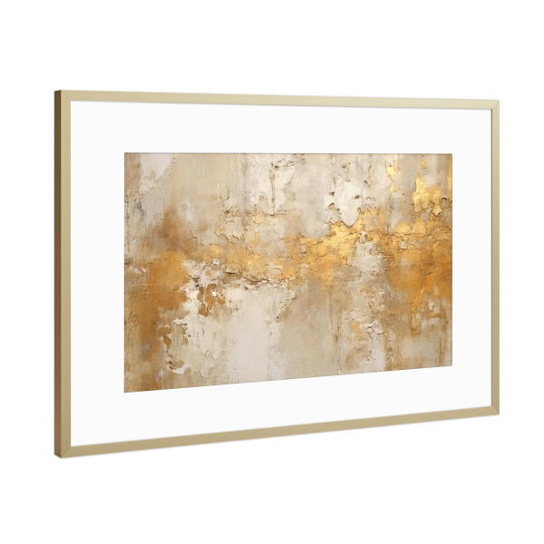 Poster mit Rahmen Gold "Elfenbein und Gold Grunge B" artboxONE - Abstrakt - Abstrakt,Gold,Dekorativ,Grunge