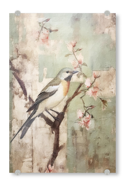Acrylglasbild "Kirschblütenvogel E" artboxONE - Natur,Floral,Tiere - Tiere,Vögel,Blumen,Blumen,Blüte,Kirschblüte,Bäume,Natur