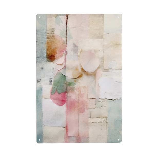 Metall Poster "Pastell-Blütenblatt-Collage I" artboxONE - Floral,Abstrakt - Blumen,Blume,Blütenblätter,Collage,Dekorativ - Blechschild