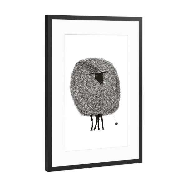 Poster mit Rahmen Schwarz (Metallic) "Big Sheep" artboxONE - Für Kinder,Tiere,Lustig