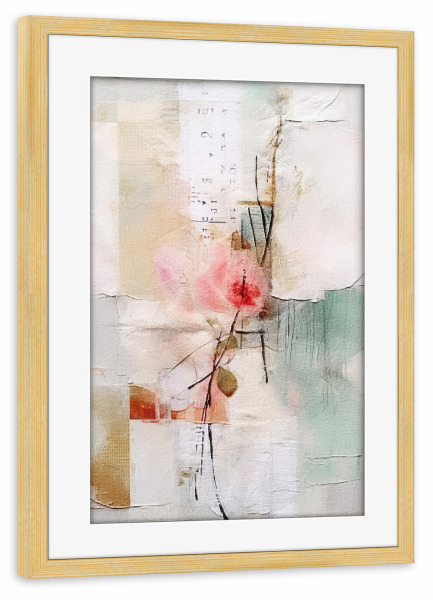 Poster mit Rahmen kiefer "Pastell-Blütenblatt-Collage E" artboxONE - Floral,Abstrakt - Blütenblätter,Collage,Blumen,Blumen,Dekorativ