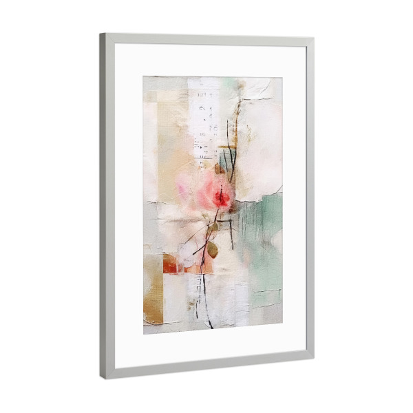 Poster mit Rahmen Silber "Pastell-Blütenblatt-Collage E" artboxONE - Floral,Abstrakt - Blütenblätter,Collage,Blumen,Blumen,Dekorativ