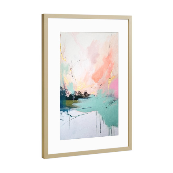 Poster mit Rahmen Gold "Abstrakter Sonnenaufgang I" artboxONE - Abstrakt - Abstrakt,Bunt,Dekorativ