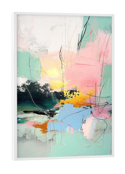 Poster mit weißem Rahmen "Abstrakter Sonnenaufgang G" artboxONE - Abstrakt - Abstrakt,Dekorativ,Bunt