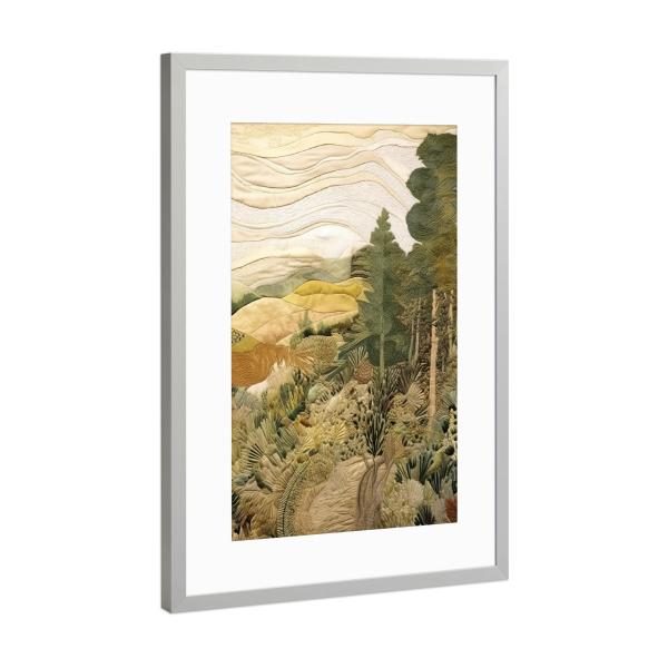 Poster mit Rahmen Silber "Toskanischer Wandteppich F" artboxONE - Natur,Abstrakt - Landschaft,Wandteppich,Hügel,Bäume,Toskana,Natur