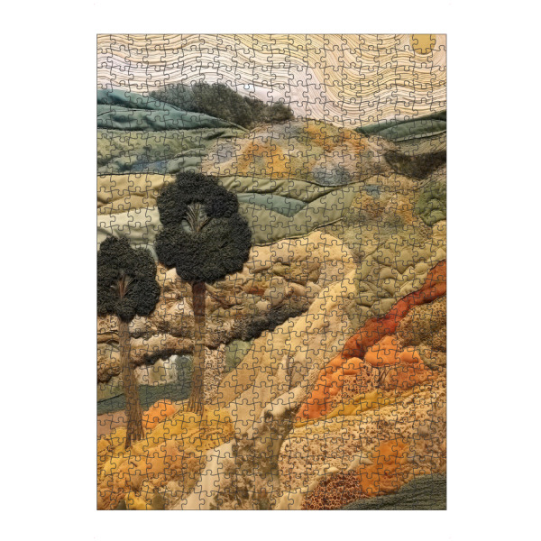 Puzzle Ravensburger "Toskanischer Wandteppich J" artboxONE - Natur,Abstrakt - Landschaft,Toskanisch,Wandteppich,Hügel,Bäume,Natur,Gesteppt
