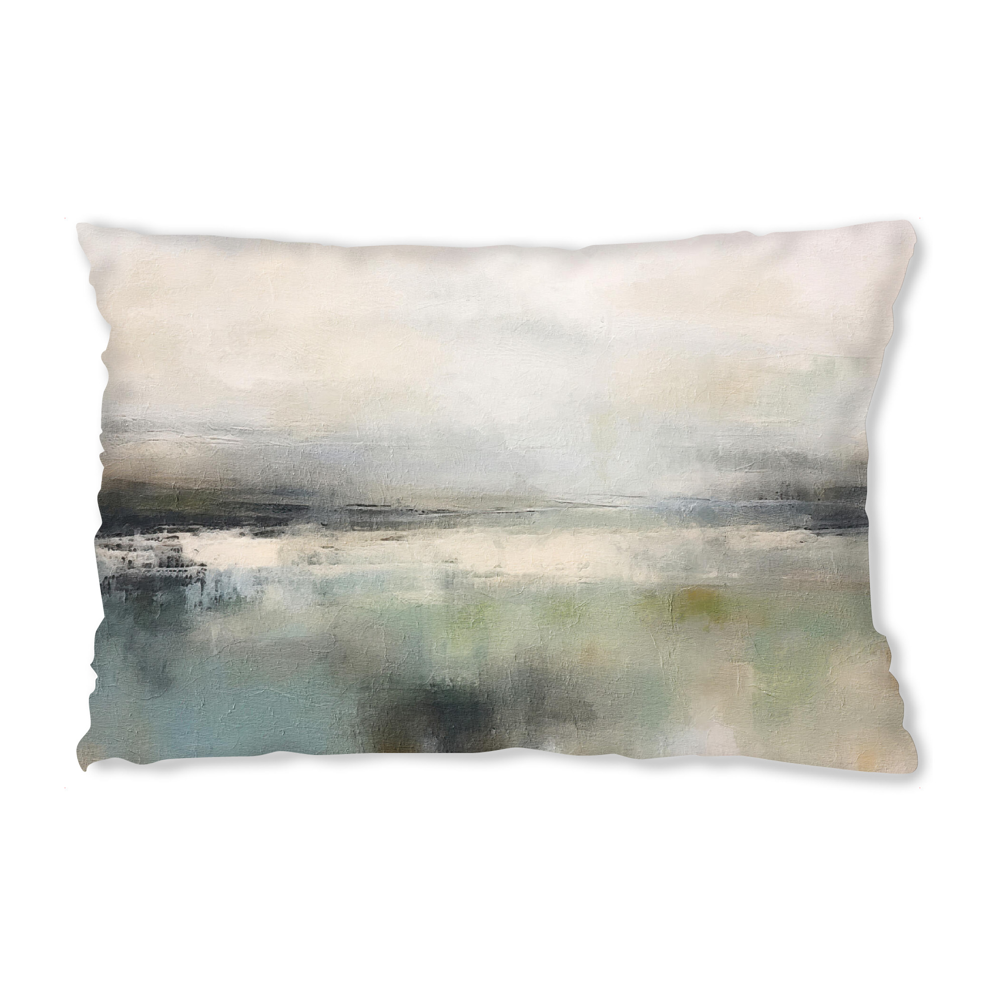 Design-Kissen "Gedämpfte abstrakte Landschaft E" artboxONE - Natur,Abstrakt - Landschaft,Neutral,Natur,Wasser,Horizont,Abstrakt