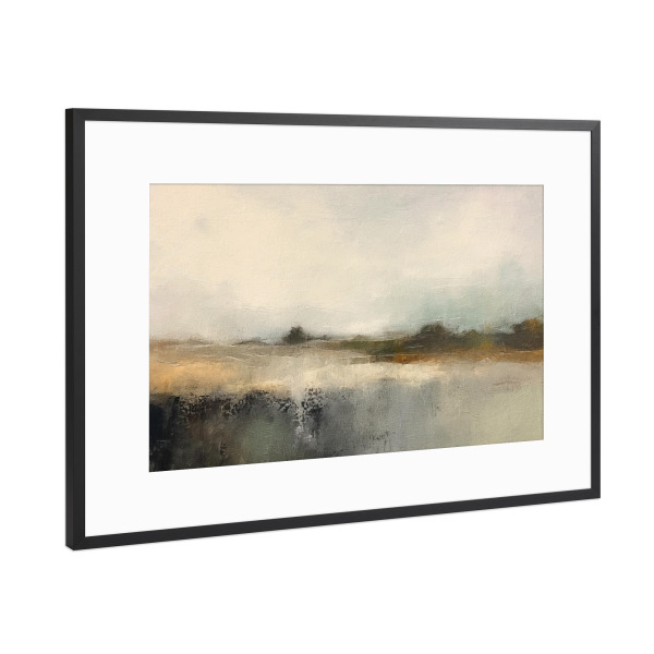 Poster mit Rahmen Schwarz (Metallic) "Gedämpfte abstrakte Landschaft A" artboxONE - Natur,Abstrakt - Landschaft,Neutral,Abstrakt,Horizont,Natur,Bäume