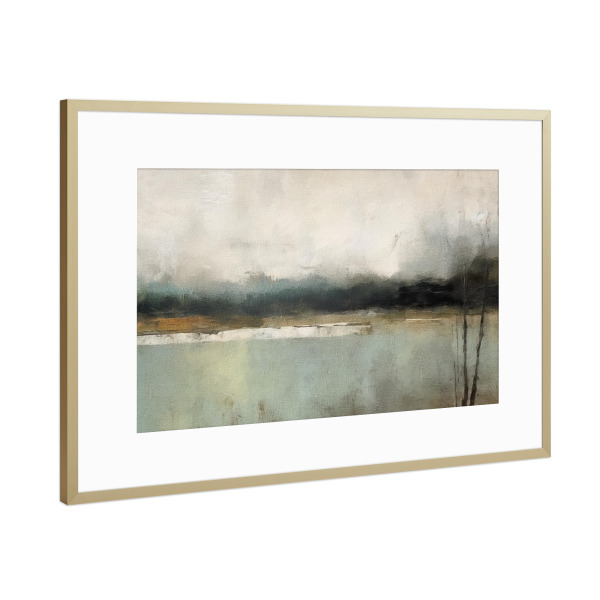 Poster mit Rahmen Gold "Muted Abstract Landscape G" artboxONE - Natur,Abstrakt - Landschaft,Wasser,Abstrakt,Natur,Neutral,Horizont