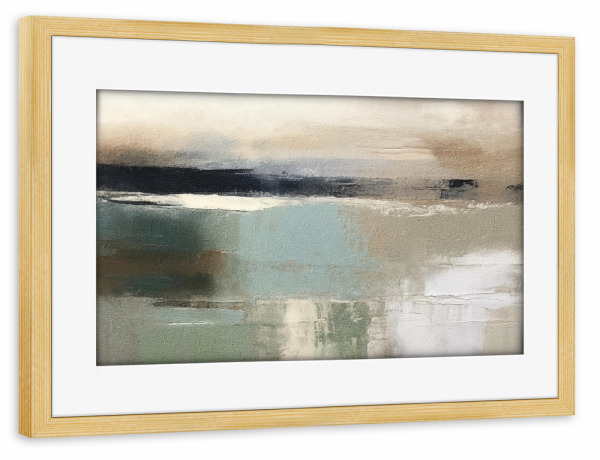 Poster mit Rahmen kiefer "Gedämpfte abstrakte Landschaft J" artboxONE - Natur,Abstrakt - Landschaft,Wasser,Natur,Abstrakt,Neutral