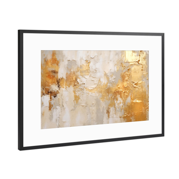 Poster mit Rahmen Schwarz (Metallic) "Elfenbein und Gold Grunge D" artboxONE - Abstrakt - Abstrakt,Grunge,Gold,Dekorativ