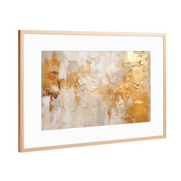 Poster mit Rahmen Kupfer "Elfenbein und Gold Grunge D" artboxONE - Abstrakt - Abstrakt,Grunge,Gold,Dekorativ