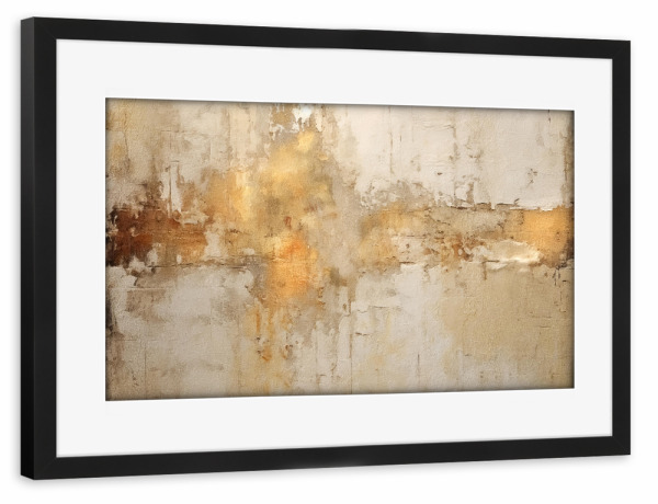 Poster mit Rahmen schwarz "Elfenbein und Gold Grunge J" artboxONE - Abstrakt - Gold,Abstrakt,Grunge,Dekorativ