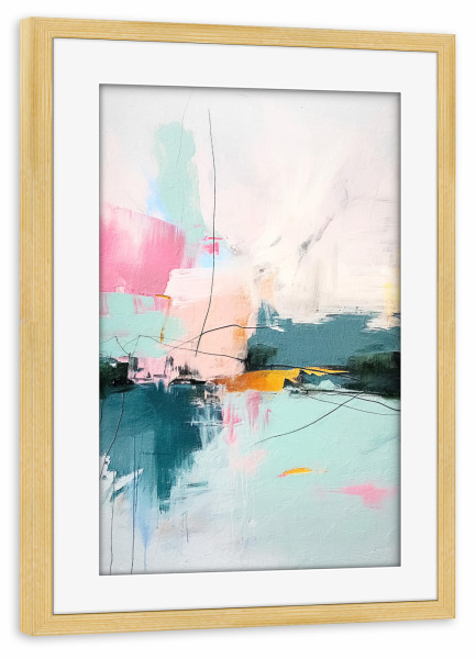 Poster mit Rahmen kiefer "Abstrakter Sonnenaufgang F" artboxONE - Abstrakt - Abstrakt,Bunt,Dekorativ