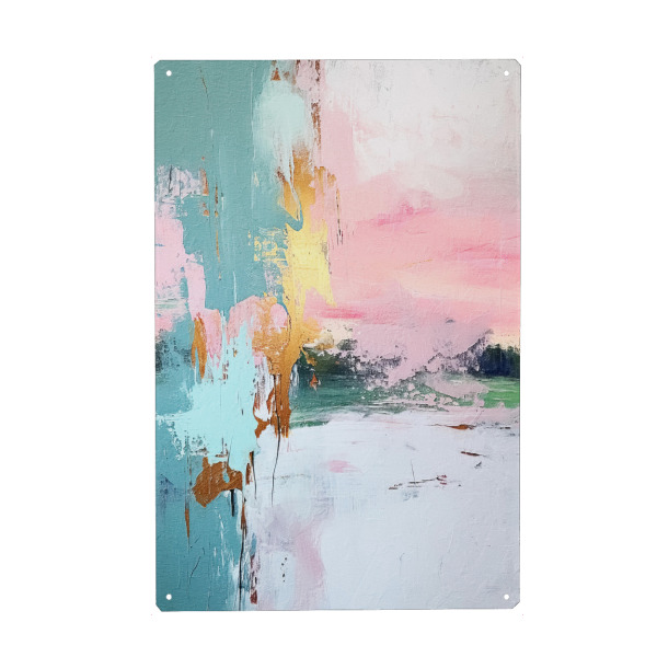 Metall Poster "Abstrakter Sonnenaufgang H" artboxONE - Abstrakt - Abstrakt,Bunt,Dekorativ - Blechschild